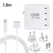 GaN 130W 4-Port USB-C PD65W / PD30W Multi Port Type-C Charger with  1.8m Type-C to MagSafe 2 / T Header Data Cable US / EU / UK / AU Plug
