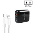 PD04 Type-C + USB Mobile Phone Charger with Type-C to 8 Pin Cable, US Plug(Black) - USB Charger by PMC TechLife | Online Shopping South Africa | PMC TechLife | Buy Now Pay Later Mobicred