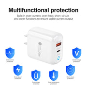 PD04 Type-C + USB Mobile Phone Charger with Type-C to 8 Pin Cable, US Plug(White)