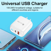 PD04 Type-C + USB Mobile Phone Charger with Type-C to 8 Pin Cable, US Plug(White)