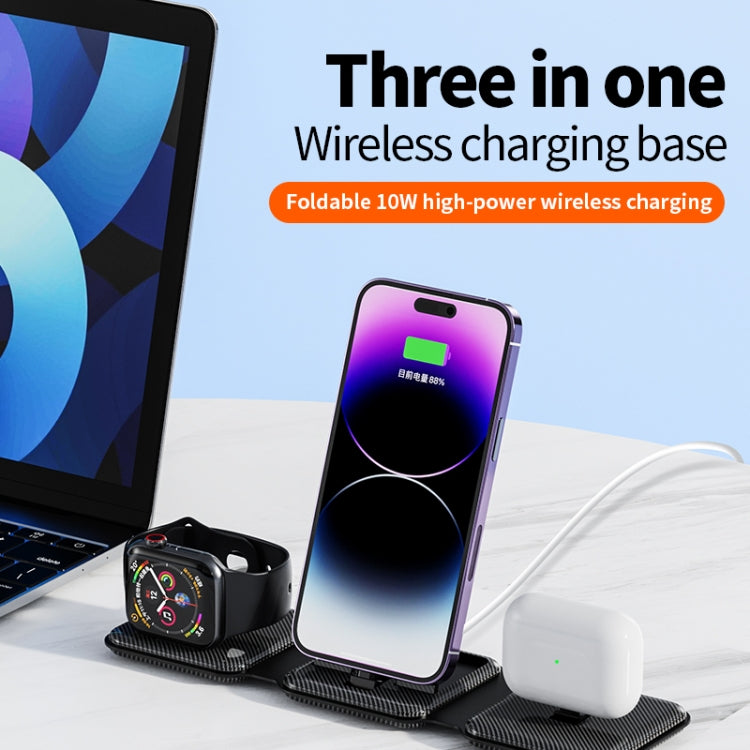 A75 Folding 3 in 1 Wireless Charger Suitable for Apple Watch Mobile Phone Headset(White)