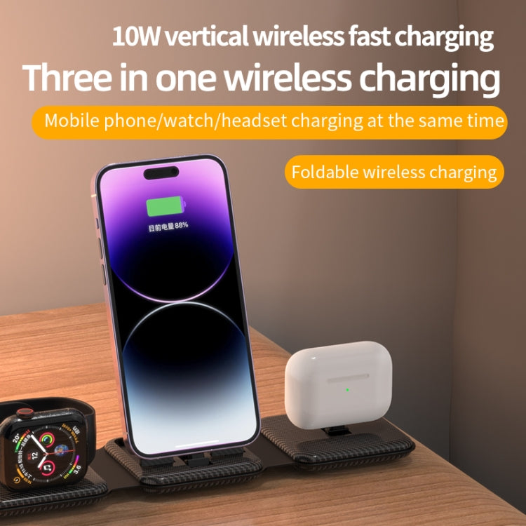 A75 Folding 3 in 1 Wireless Charger Suitable for Apple Watch Mobile Phone Headset(White)