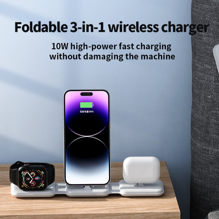 A75 Folding 3 in 1 Wireless Charger Suitable for Apple Watch Mobile Phone Headset(White)