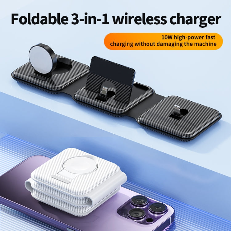 A75 Folding 3 in 1 Wireless Charger Suitable for Apple Watch Mobile Phone Headset(White)