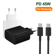 M135 45W USB-C / Type-C Port Fast Charger with 5A Type-C to Type-C Cable, EU Plug(Black)