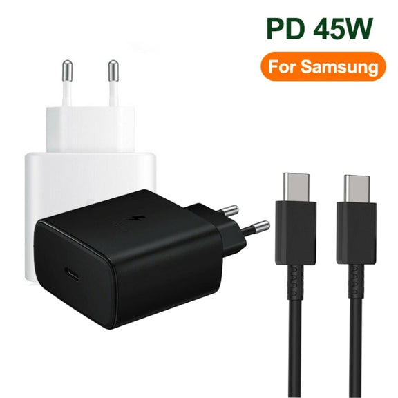 M135 45W USB-C / Type-C Port Fast Charger with 5A Type-C to Type-C Cable, EU Plug(Black)