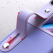 For OPPO Find N2 Flip Skin Color Contrast Wrist Strap Bracket Folding Phone Case(Ice Blue+Pink)