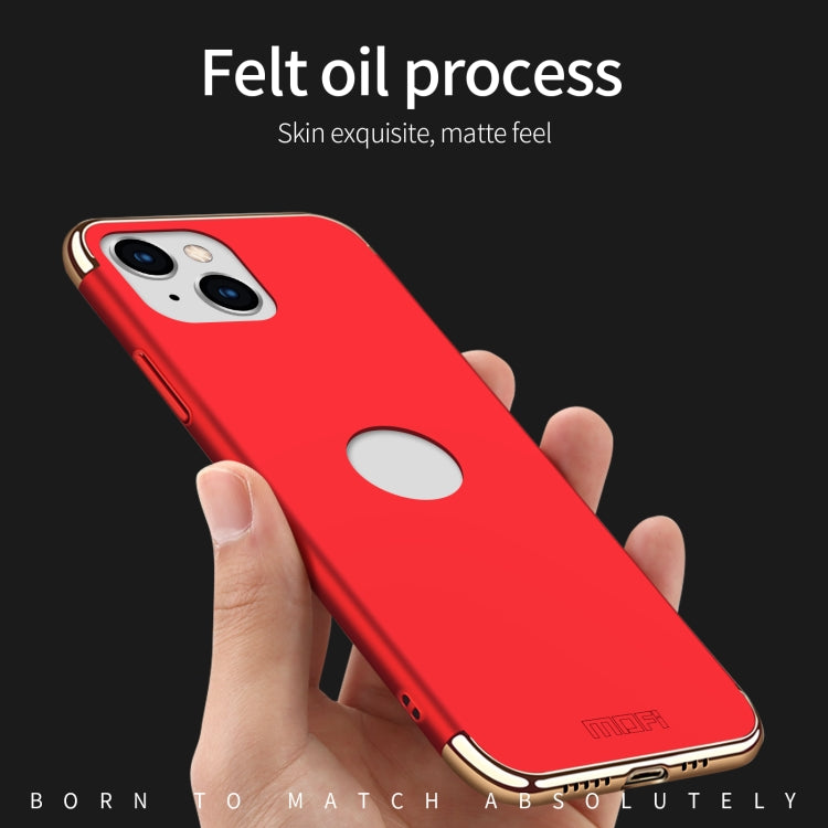 For iPhone 14 MOFI Yatun Series 3 in 1 Stitching PC Phone Case(Blue)