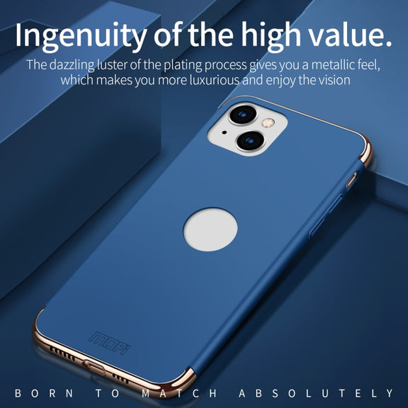 For iPhone 14 Plus MOFI Yatun Series 3 in 1 Stitching PC Phone Case(Blue)