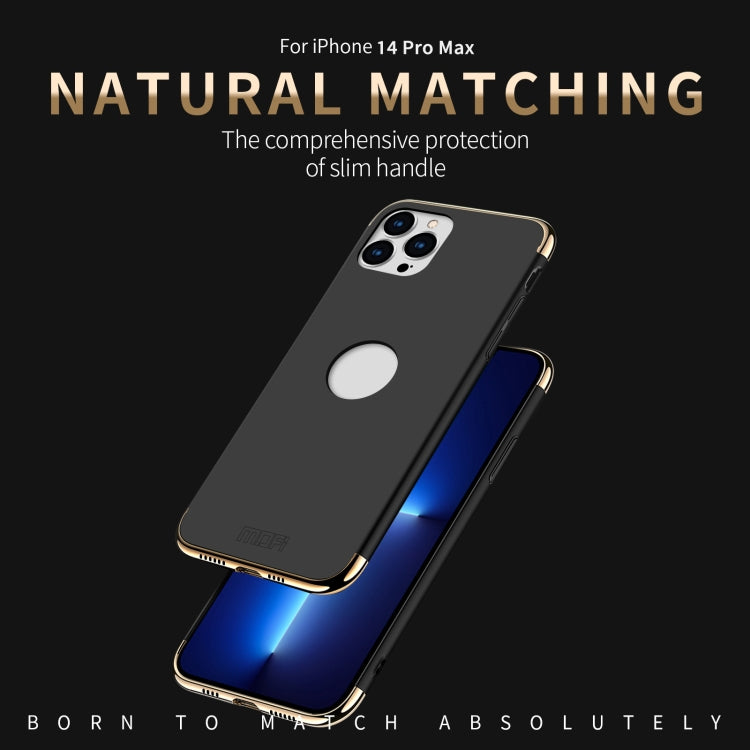 For iPhone 14 Pro MOFI Yatun Series 3 in 1 Stitching PC Phone Case(Black)