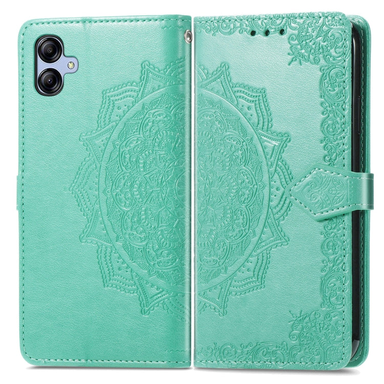 For Samsung Galaxy A04e Mandala Flower Embossed Leather Phone Case(Green)