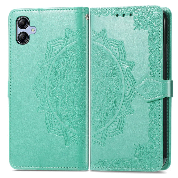 For Samsung Galaxy A04e Mandala Flower Embossed Leather Phone Case(Green)