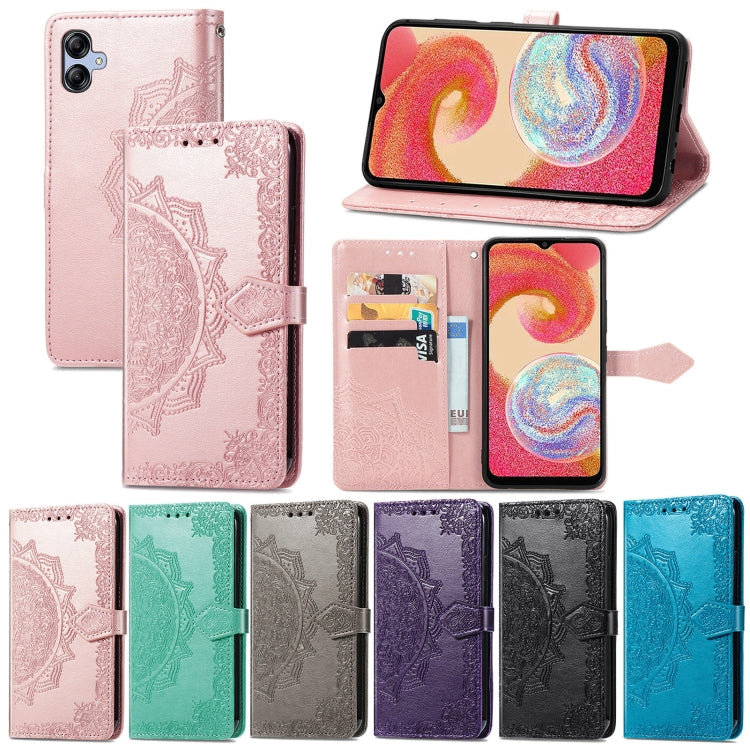 For Samsung Galaxy A04e Mandala Flower Embossed Leather Phone Case(Green)