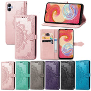 For Samsung Galaxy A04e Mandala Flower Embossed Leather Phone Case(Green)