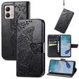 For Motorola Moto E13 Butterfly Love Flower Embossed Flip Leather Phone Case(Black) - Motorola Cases by PMC TechLife | Online Shopping South Africa | PMC TechLife | Buy Now Pay Later Mobicred