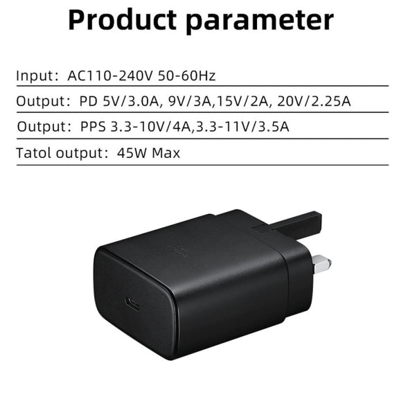 M135 45W USB-C / Type-C Port Fast Charger with 5A Type-C to Type-C Cable, UK Plug(White)
