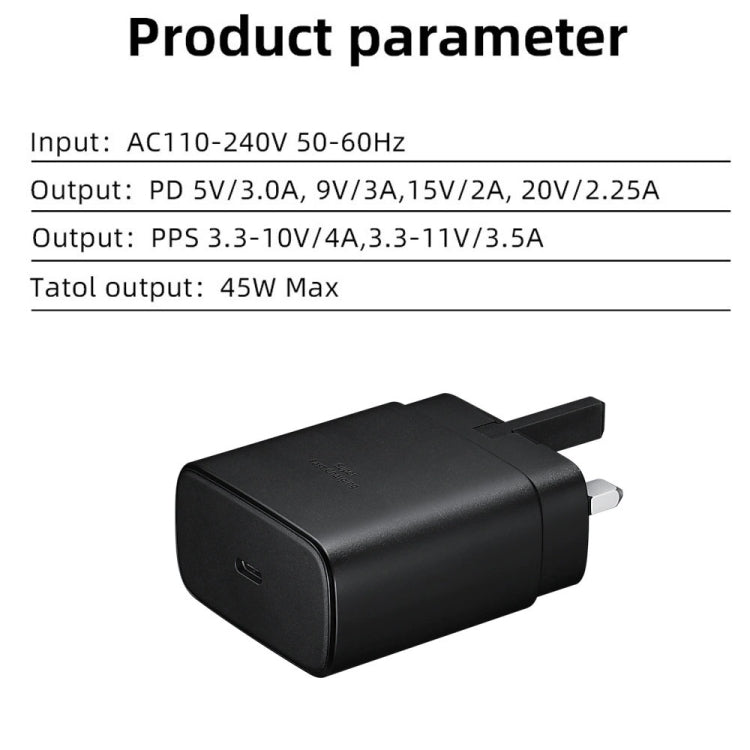 M135 45W USB-C / Type-C Port Fast Charger, UK Plug(Black)