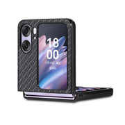 For OPPO Find N2 Flip Carbon Fiber Texture Leather Back Cover Phone Case(Black)