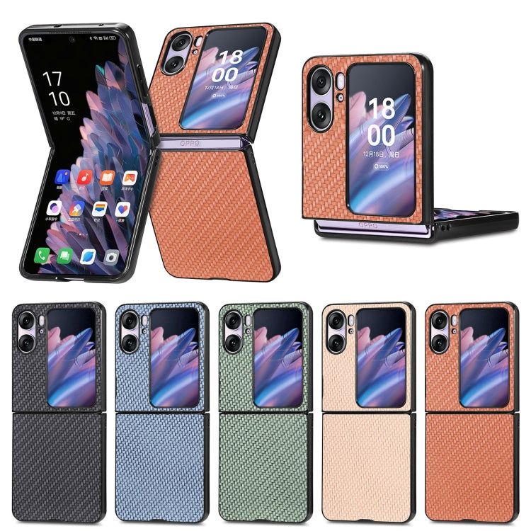 For OPPO Find N2 Flip Carbon Fiber Texture Leather Back Cover Phone Case(Black)