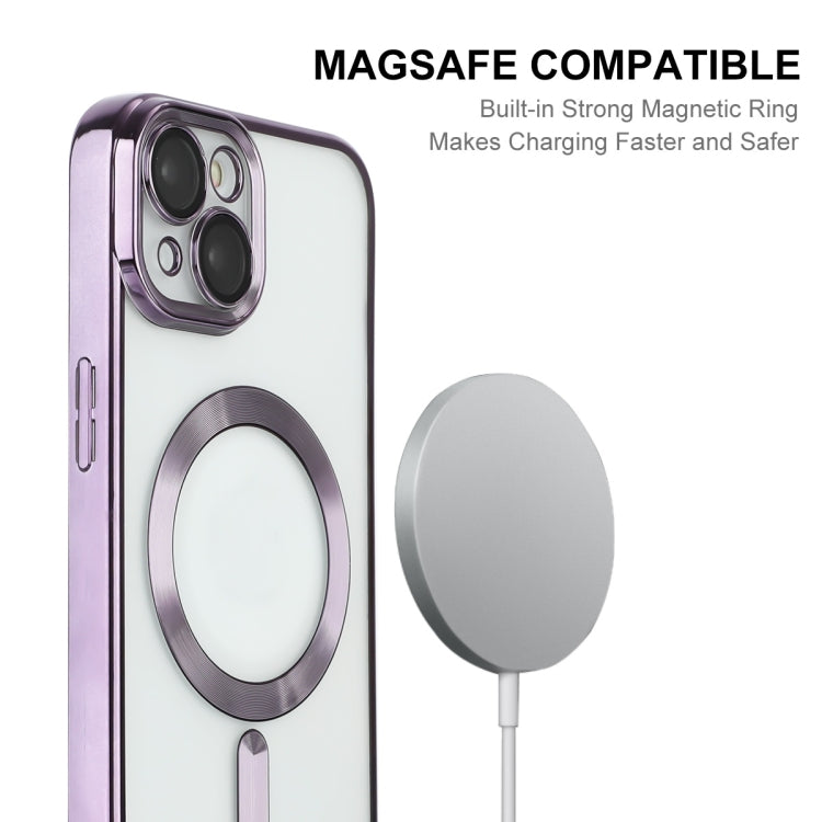 For iPhone 13 ENKAY Electroplated MagSafe Shockproof TPU Phone Case with Lens Film(Pink)