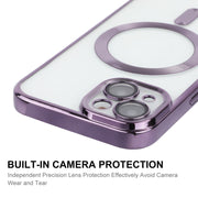 For iPhone 13 ENKAY Electroplated MagSafe Shockproof TPU Phone Case with Lens Film(Pink)