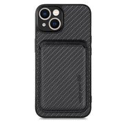 For iPhone 14 Pro Max Carbon Fiber Leather Card Magsafe Magnetic Phone Case(Black)
