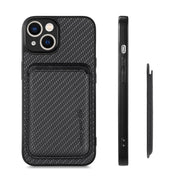 For iPhone 14 Pro Max Carbon Fiber Leather Card Magsafe Magnetic Phone Case(Black)