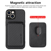 For iPhone 14 Pro Max Carbon Fiber Leather Card Magsafe Magnetic Phone Case(Black)