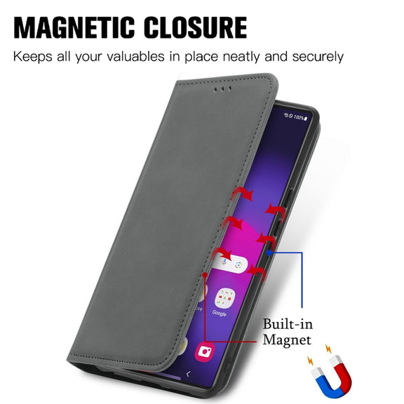 For Samsung Galaxy S24 Ultra 5G Retro Skin Feel Magnetic Leather Phone Case(Gray)