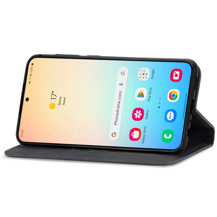 For Samsung Galaxy S25 5G Retro Skin Feel Magnetic Leather Phone Case(Black)