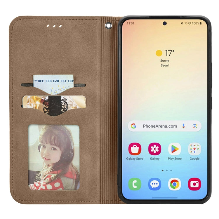 For Samsung Galaxy S25 5G Retro Skin Feel Magnetic Leather Phone Case(Brown)