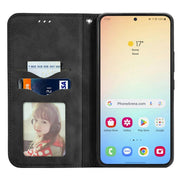 For Samsung Galaxy S25+ 5G Retro Skin Feel Magnetic Leather Phone Case(Black)