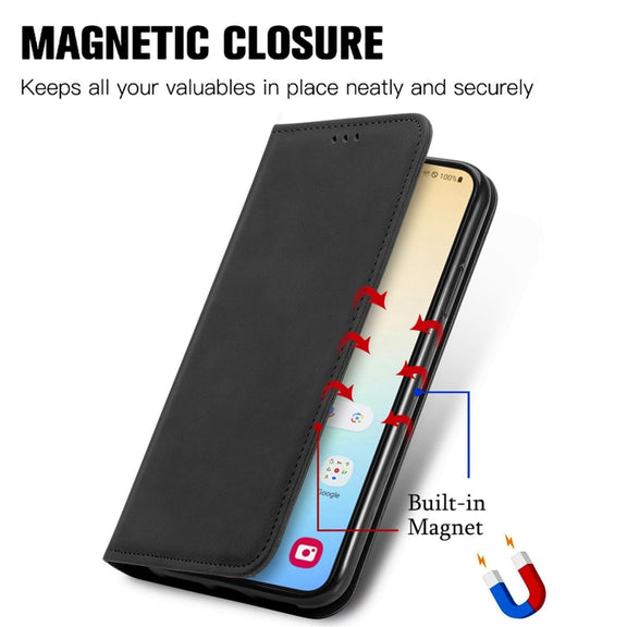 For Samsung Galaxy S25+ 5G Retro Skin Feel Magnetic Leather Phone Case(Black)