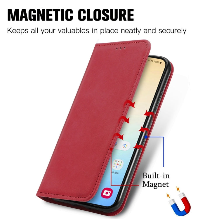 For Samsung Galaxy S25+ 5G Retro Skin Feel Magnetic Leather Phone Case(Red)