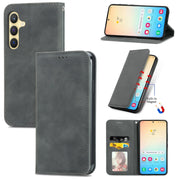 For Samsung Galaxy S25+ 5G Retro Skin Feel Magnetic Leather Phone Case(Gray)