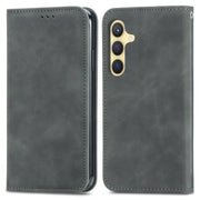 For Samsung Galaxy S25+ 5G Retro Skin Feel Magnetic Leather Phone Case(Gray)