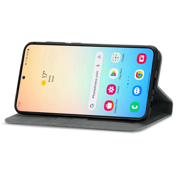 For Samsung Galaxy S25+ 5G Retro Skin Feel Magnetic Leather Phone Case(Gray)