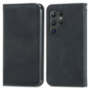 For Samsung Galaxy S25 Ultra 5G Retro Skin Feel Magnetic Leather Phone Case(Black)