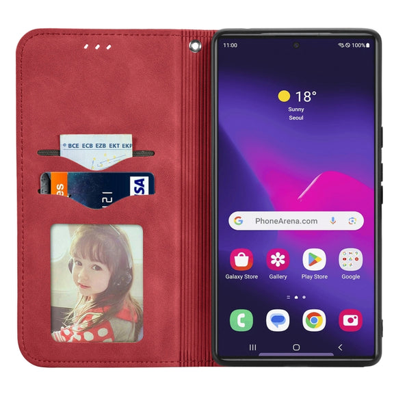 For Samsung Galaxy S25 Ultra 5G Retro Skin Feel Magnetic Leather Phone Case(Red)