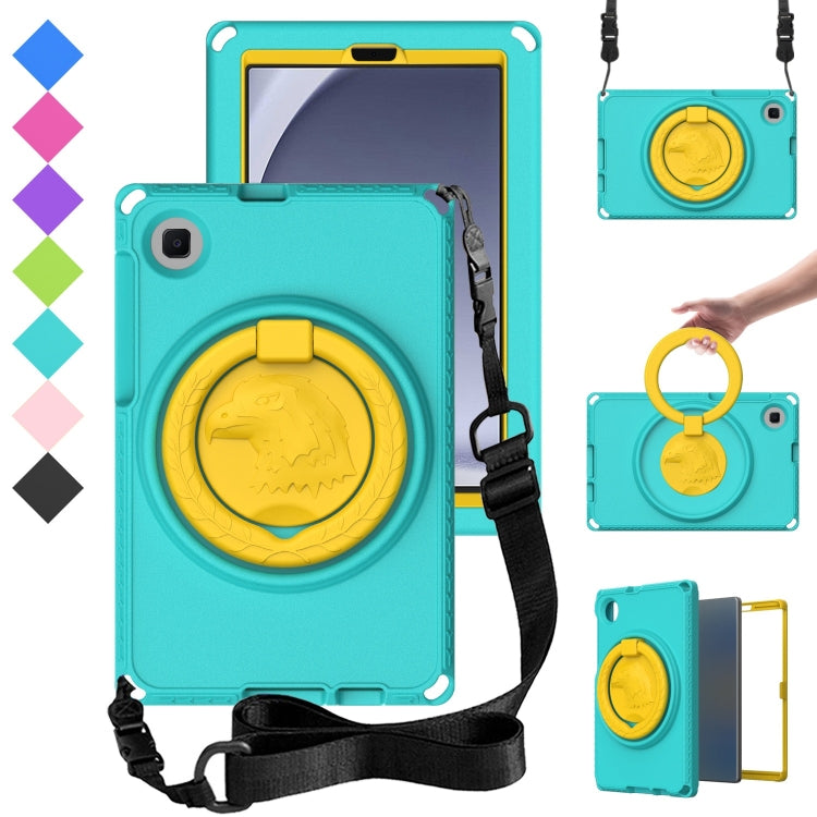 For Samsung Galaxy Tab A9 8.7 X110/X115 EVA Hybrid PC Shockproof Tablet Case with Frame(Glacial Green)