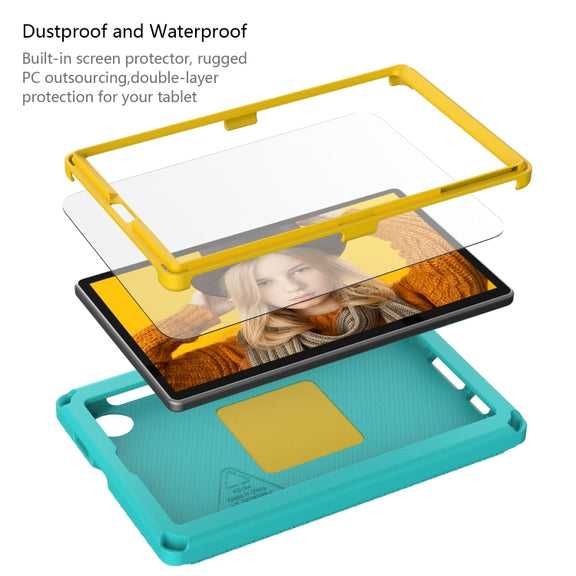 For Samsung Galaxy Tab A9 8.7 X110/X115 EVA Hybrid PC Shockproof Tablet Case with Frame(Glacial Green)