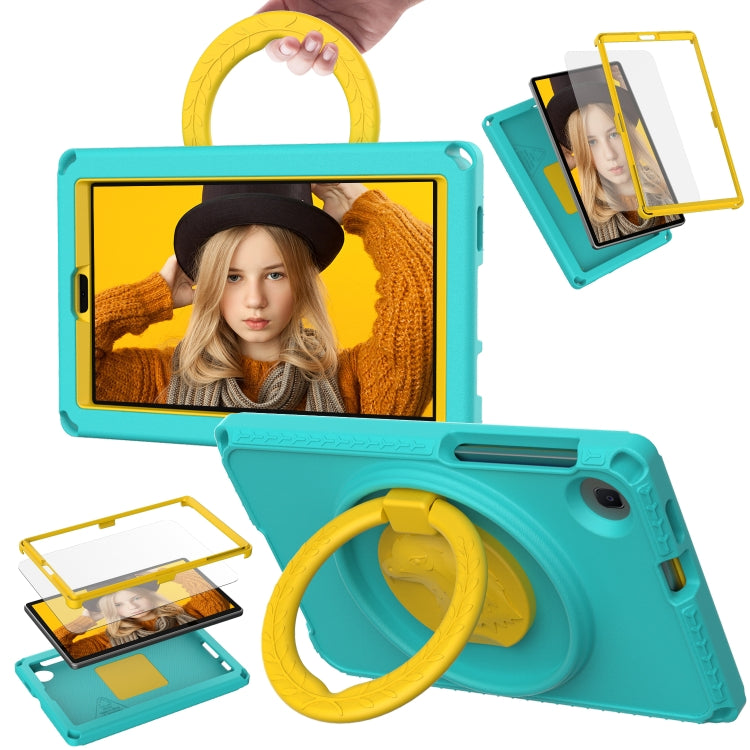For Samsung Galaxy Tab A9 8.7 X110/X115 EVA Hybrid PC Shockproof Tablet Case with Frame(Glacial Green)