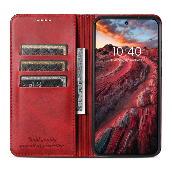 For Samsung Galaxy S24 5G Suteni Calf Texture Horizontal Flip Leather Phone Case(Red)