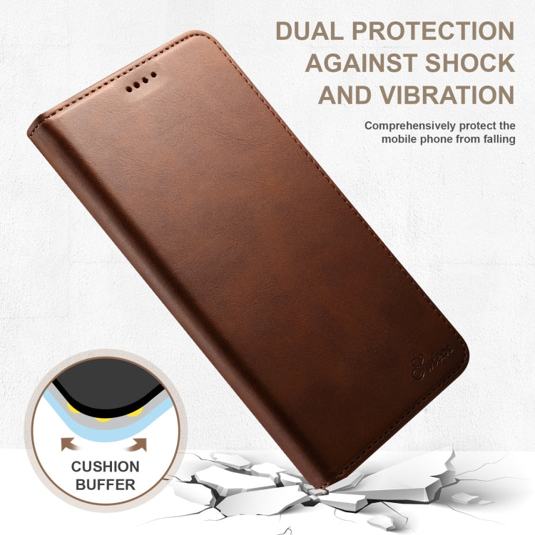 For Samsung Galaxy S24+ 5G Suteni Calf Texture Horizontal Flip Leather Phone Case(Brown)