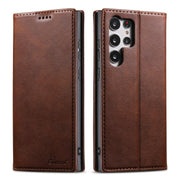 For Samsung Galaxy S25 Ultra 5G Suteni Calf Texture Horizontal Flip Leather Phone Case(Brown)