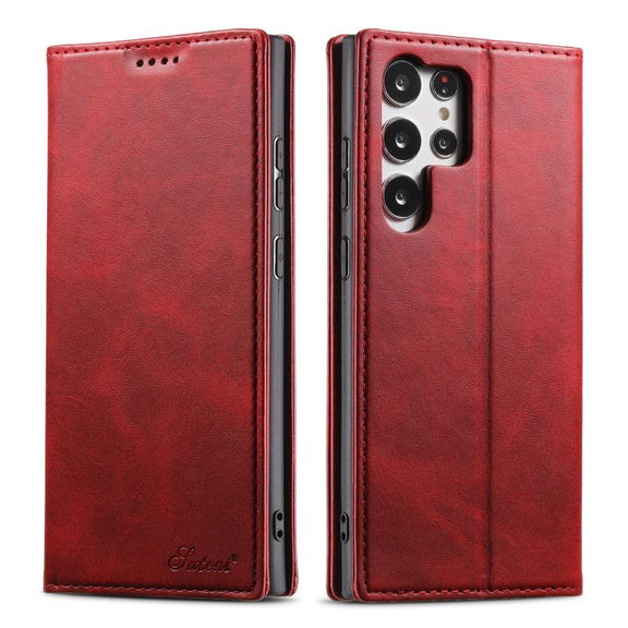 For Samsung Galaxy S25 Ultra 5G Suteni Calf Texture Horizontal Flip Leather Phone Case(Red)