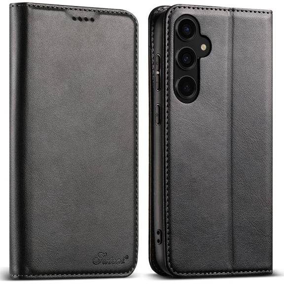 For Samsung Galaxy S25+ 5G Suteni Calf Texture Horizontal Flip Leather Phone Case(Black)