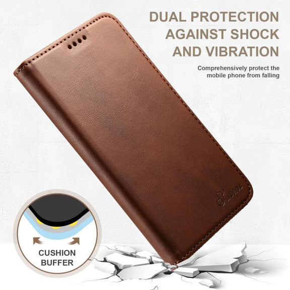 For Samsung Galaxy S25+ 5G Suteni Calf Texture Horizontal Flip Leather Phone Case(Brown)