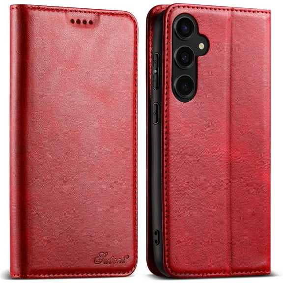For Samsung Galaxy S25+ 5G Suteni Calf Texture Horizontal Flip Leather Phone Case(Red)