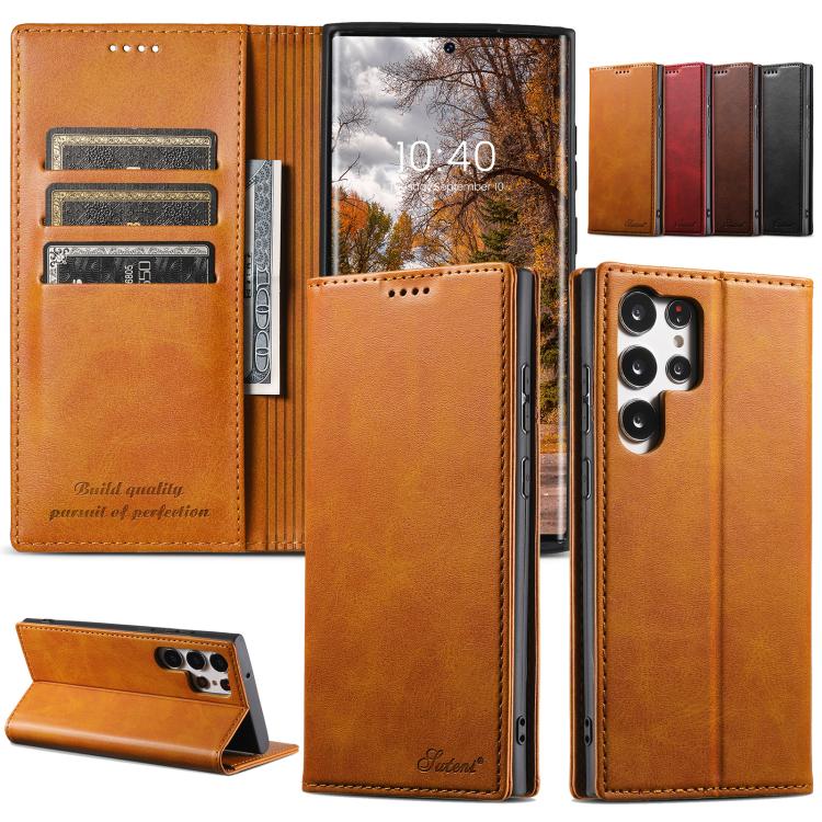 For Samsung Galaxy S25+ 5G Suteni Calf Texture Horizontal Flip Leather Phone Case(Red)